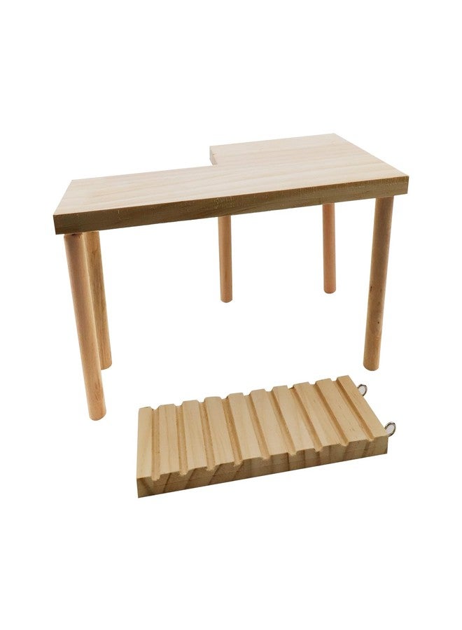 Meprotal Hamster Play Wooden Platform with Ladder Small Animal Standing Wood Platform for Guinea Pigs Chinchillas Gerbils Hamster Wooden Platform - Image 3